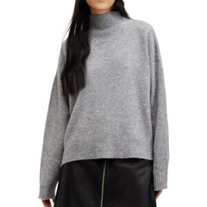 ALL SAINTS Asha Soft Fluffy Sweater Baby Blue Grey Size M